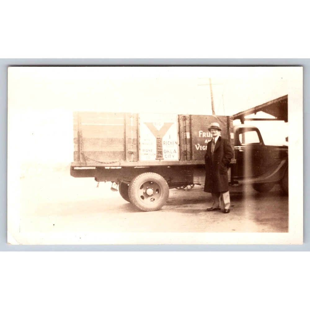1937 Vintage Truck Snapshot Photo Oklahoma City Produce Delivery Mr Lancaster